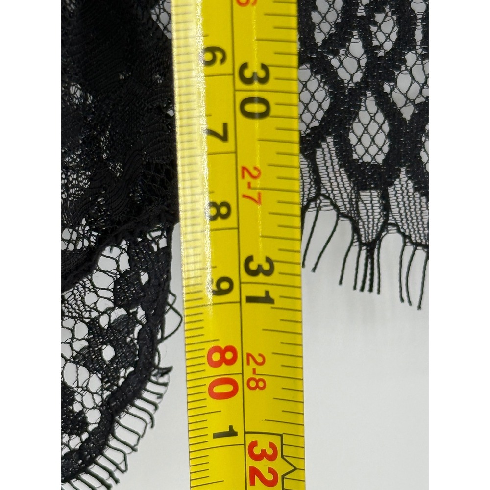 Avidlove Womens Black Floral Lace Sheer Kimono Robe Cover Up Eyelash Trim Sz M - Picture 3 of 9